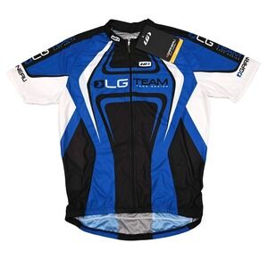 Louis Garneau Cycling Jersey Men's XL Black Blue S/S Full Zip LG Racing NWT